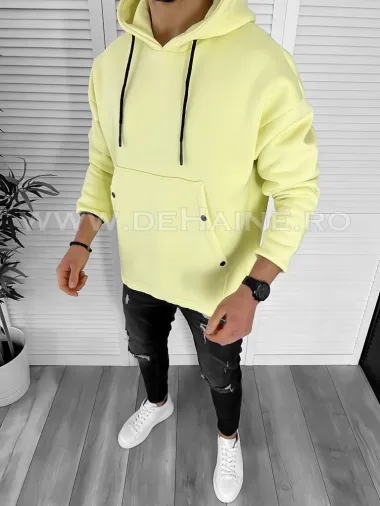 Hanorac barbati galben slim fit K191 oversize P19-1.2